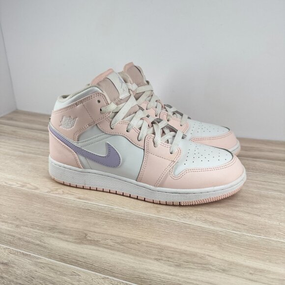Nike Air Jordan 1 Mid GS 7Y Pink Foam Quartz Purple Sneakers Women’s 8.5 Shoes - Picture 4 of 12